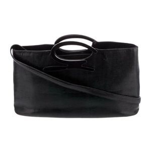 genny italy Authentic Lizard Leather Solid Black Shoulder Bag
